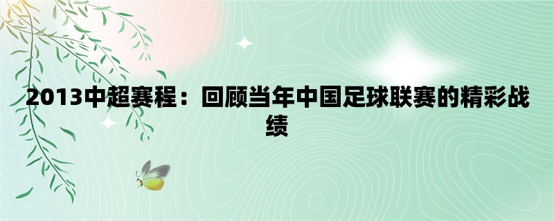 2013中超赛程：回顾当年中国足球联赛的精彩战绩